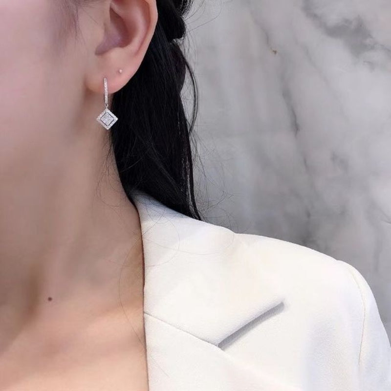 White Kite Drop Huggies Earrings