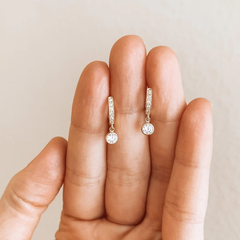 Little Dew Drops CZ Huggies Earrings