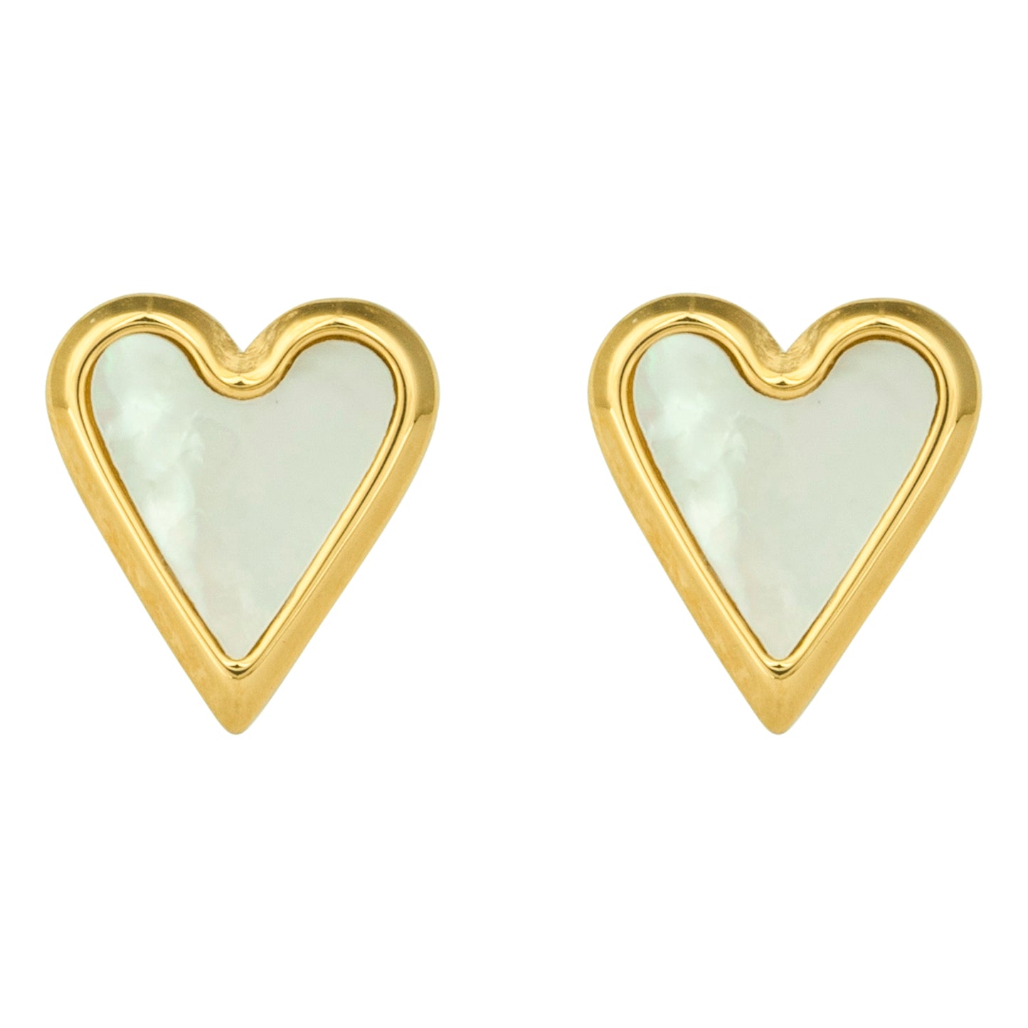 Heart Shape Stud Earrings with White MOP