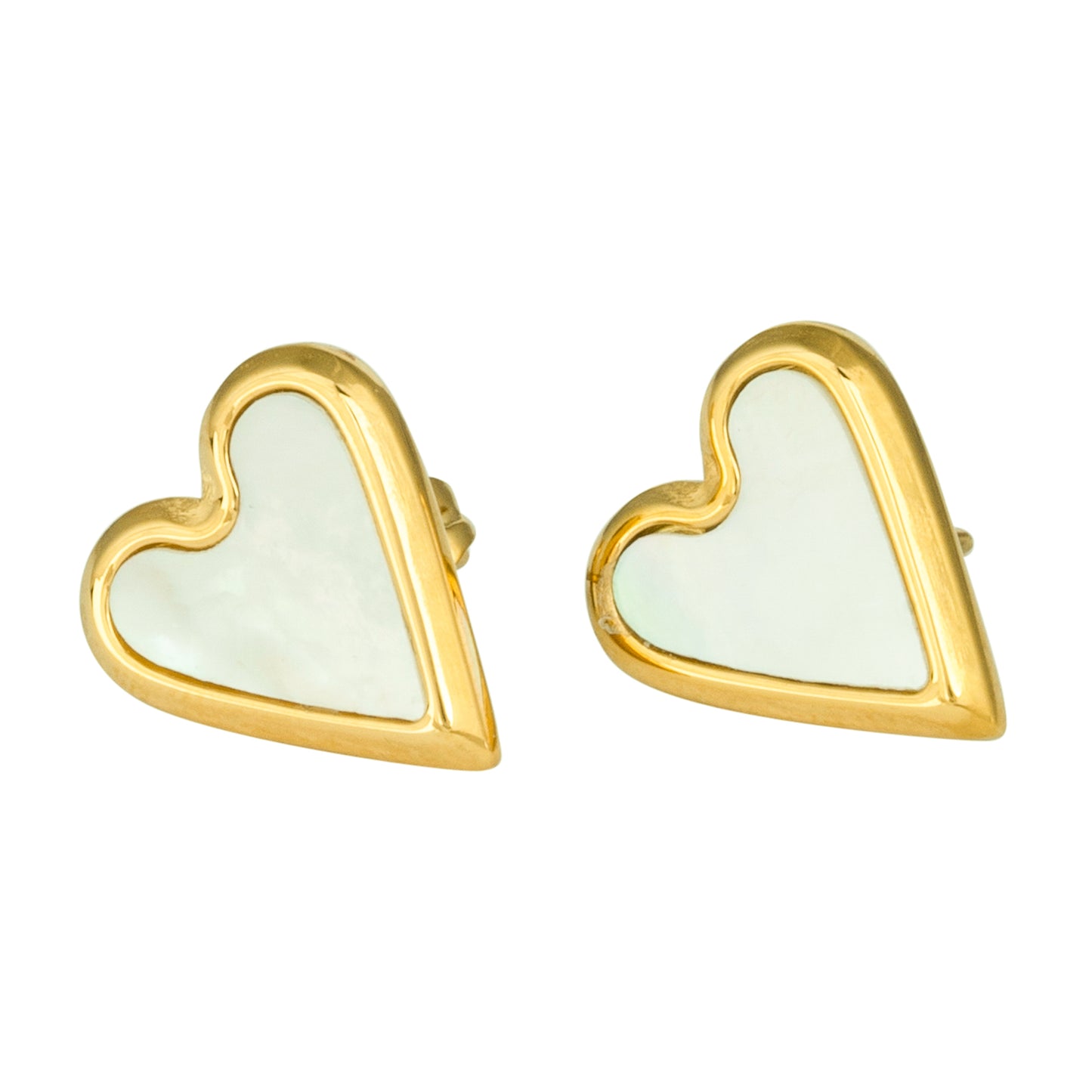 Heart Shape Stud Earrings with White MOP