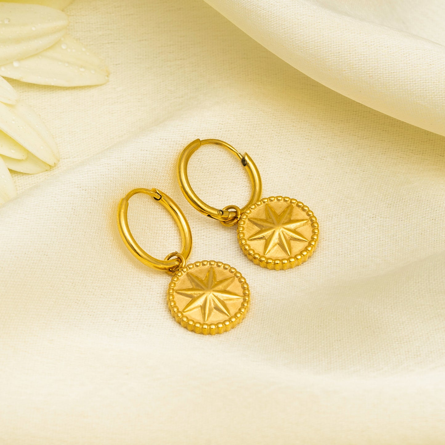 Polar Star Golden Drop Earrings