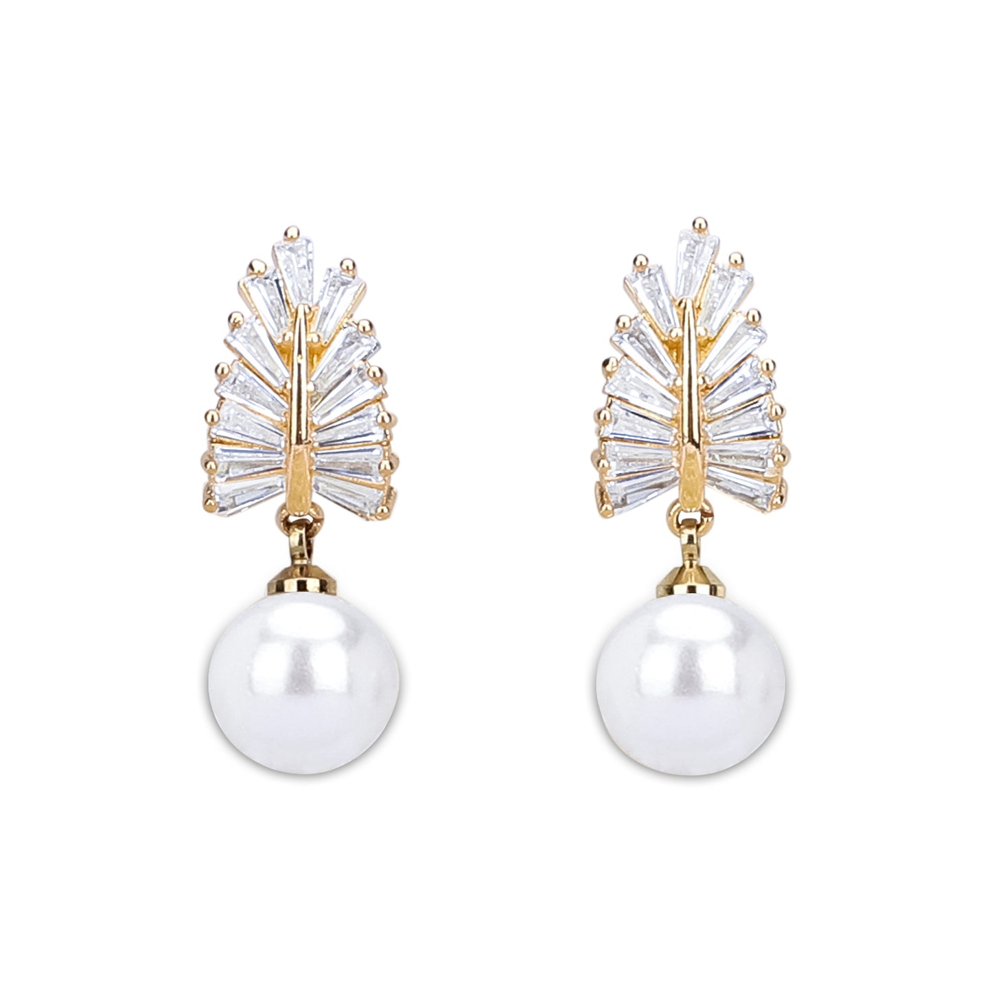Leafy CZ Drop Earrings