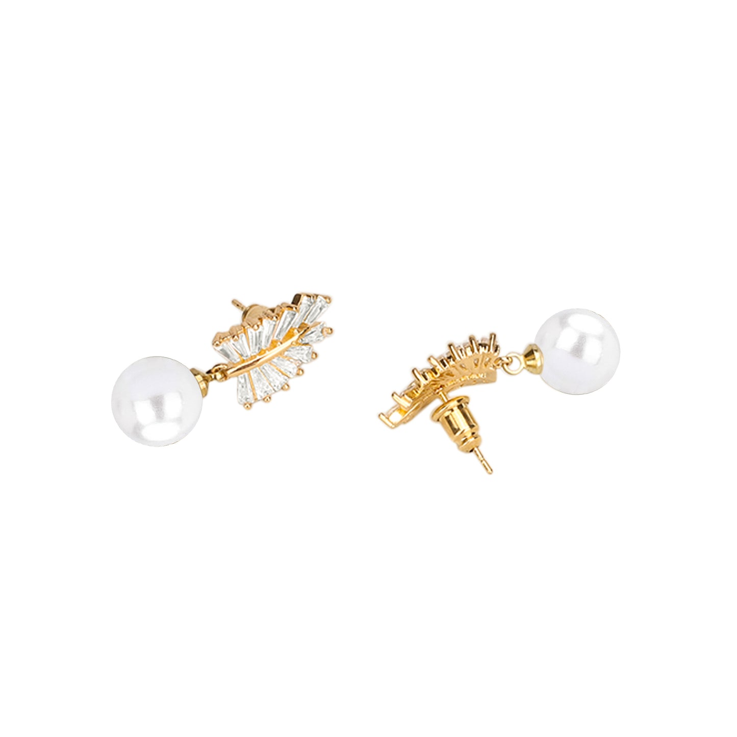 Leafy CZ Drop Earrings