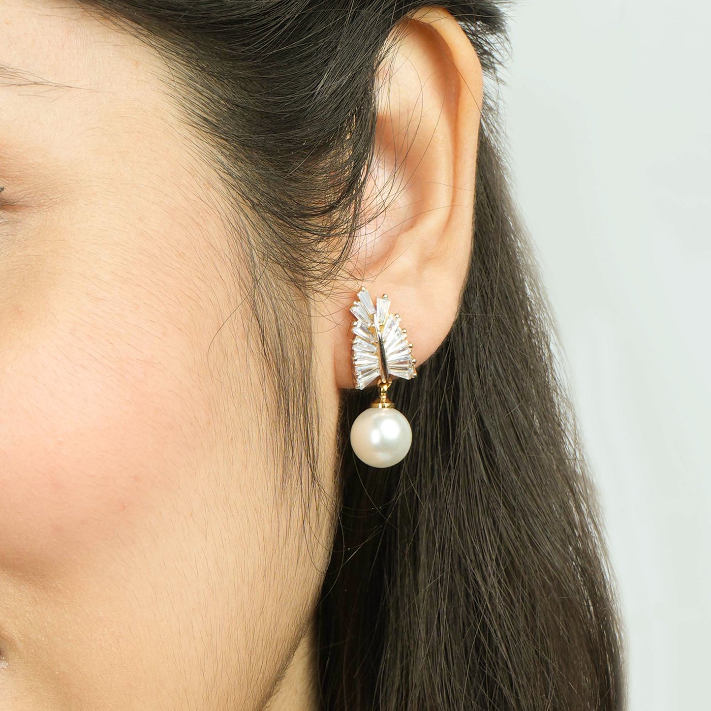 Leafy CZ Drop Earrings