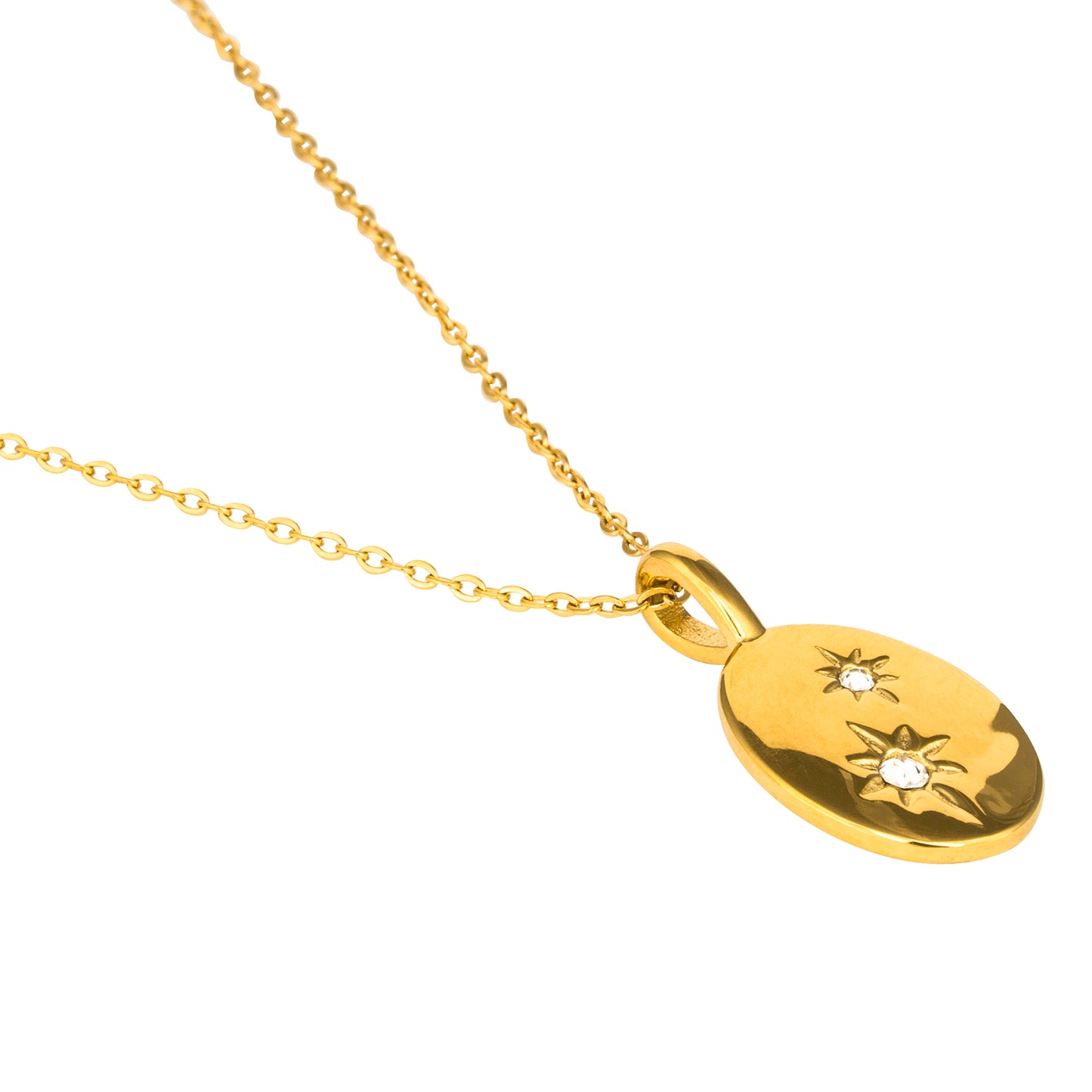 Oval Shape Pendant with Stars