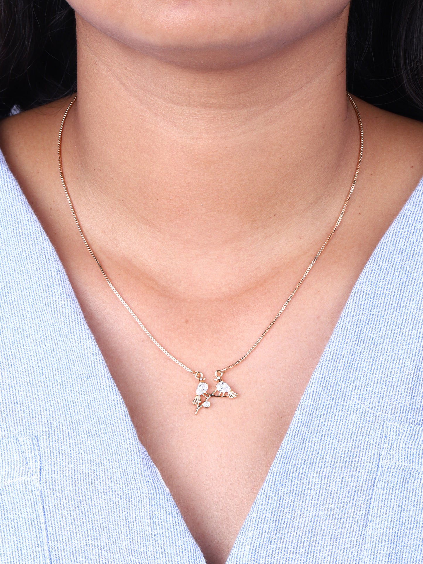 Birds CZ Pendant Necklace
