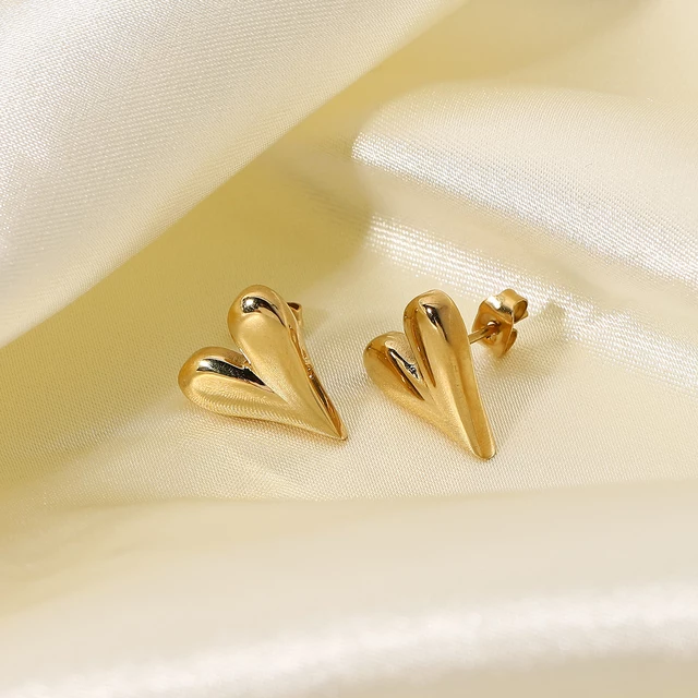 3D Heart Stud Earrings