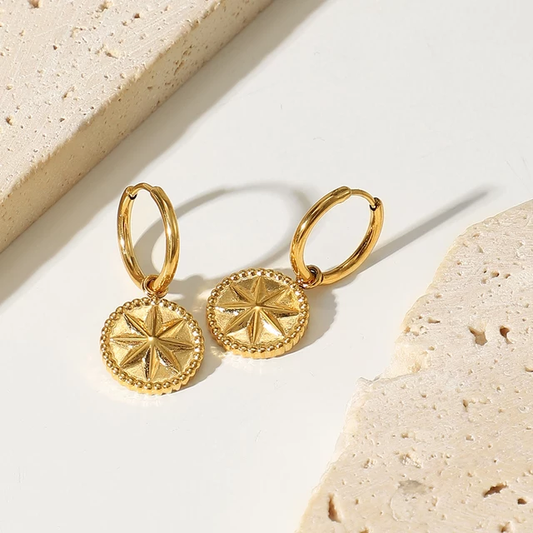 Polar Star Golden Drop Earrings