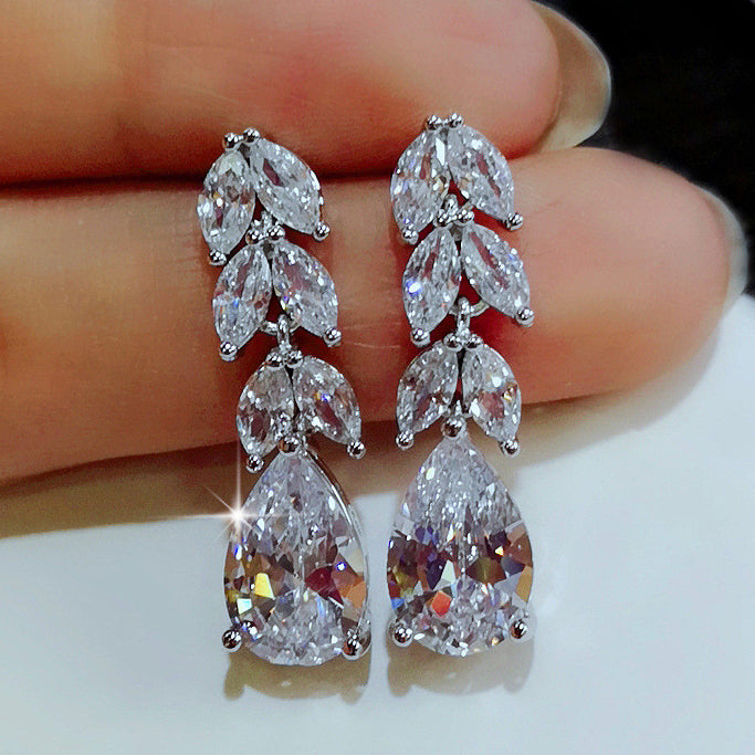 White CZ Dangler Earrings