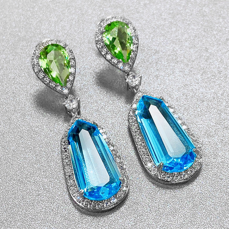 Blue Ocean CZ Dangler Earrings