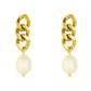 Cuban Chain Earrings with Pearls