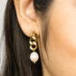Cuban Chain Earrings with Pearls