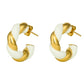 White and Golden Twisted Hoop Earrings