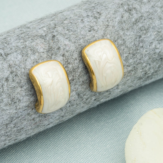 Earrings with White Enamel