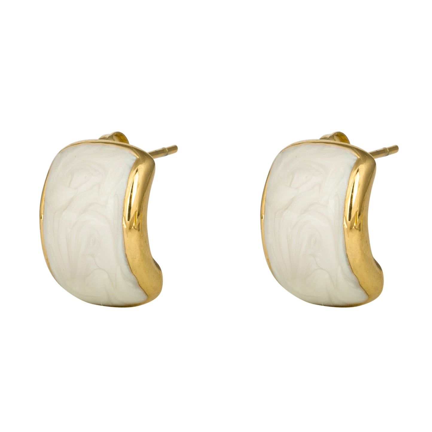 Earrings with White Enamel