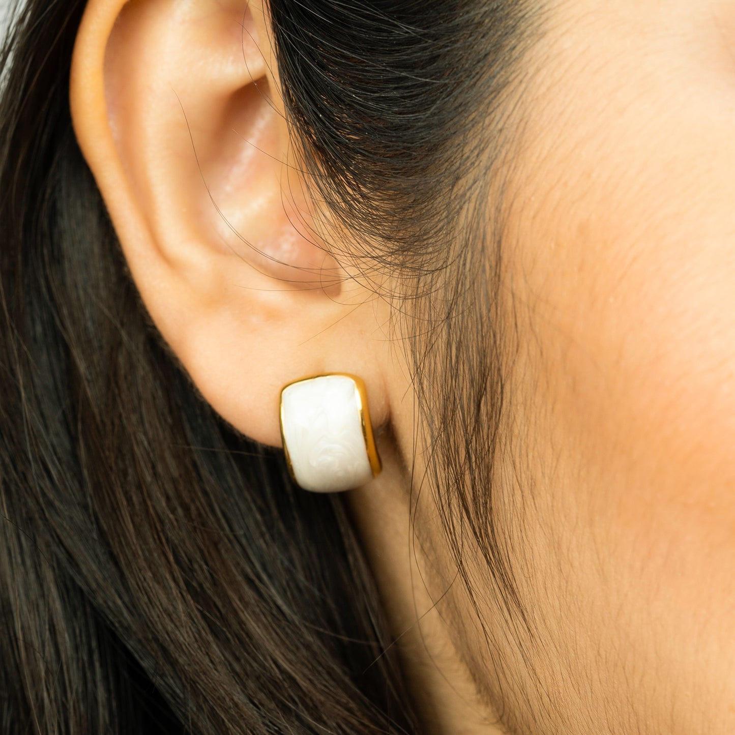 Earrings with White Enamel