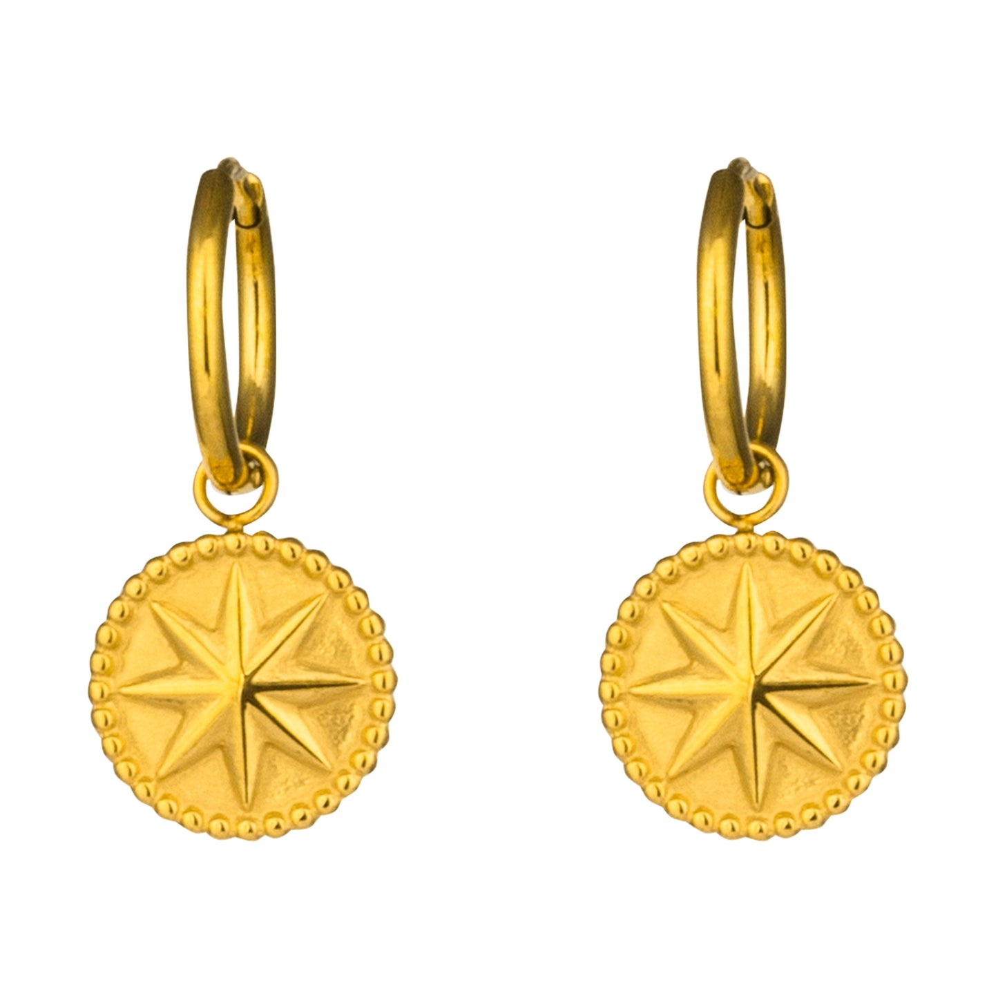 Polar Star Golden Drop Earrings