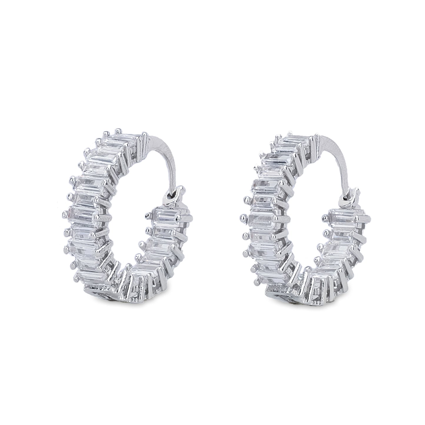 CZ Hoop Earrings (Silver)