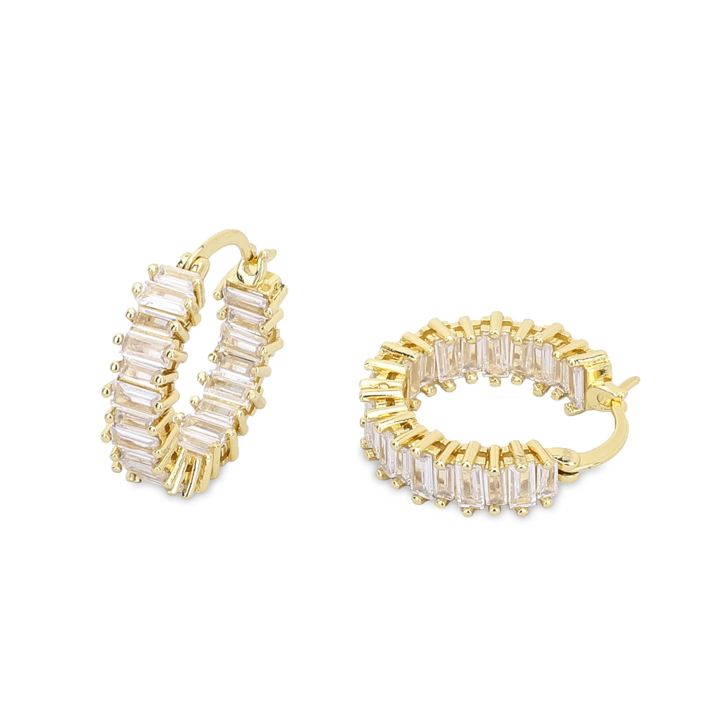 CZ Hoop Earrings (Gold)