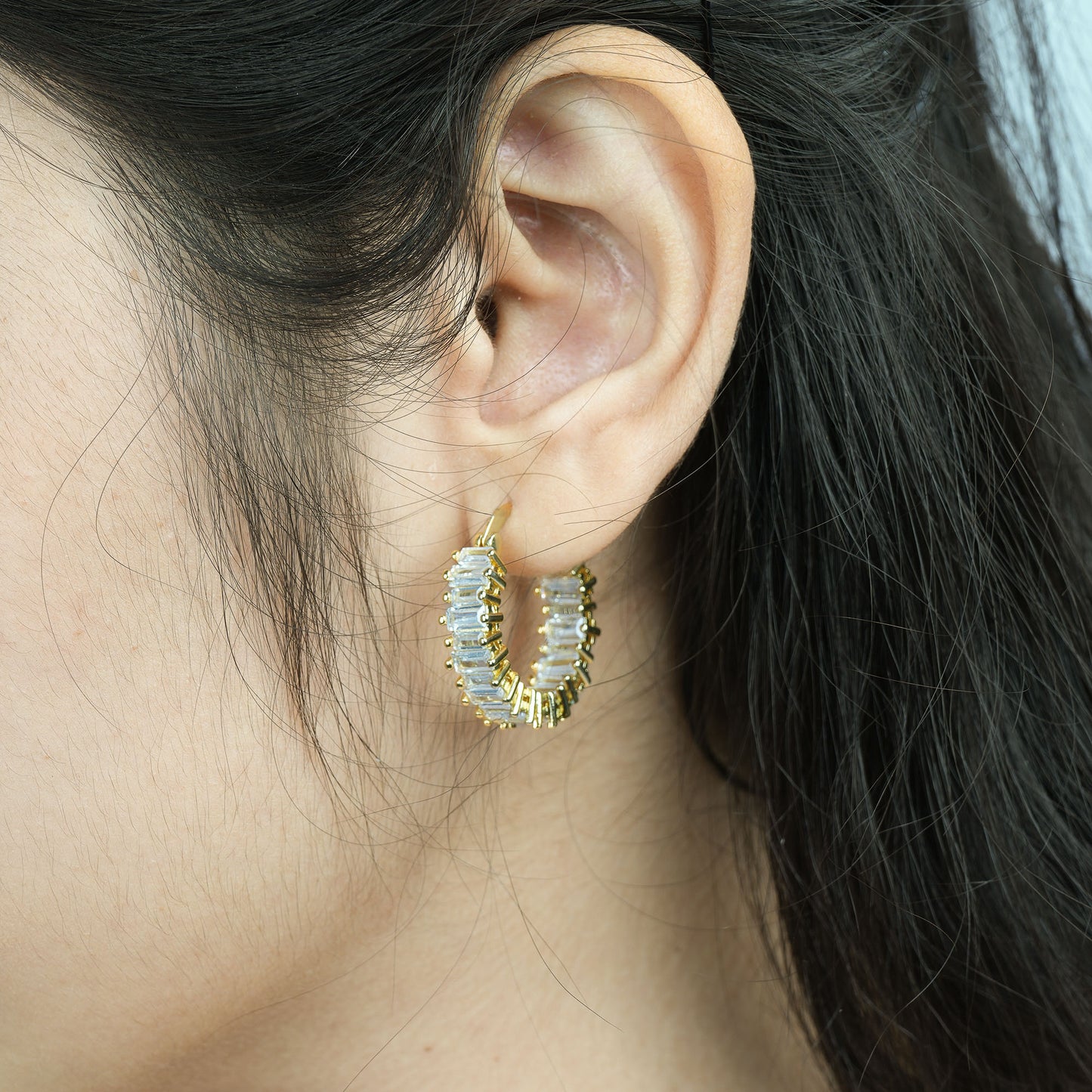 CZ Hoop Earrings (Gold)