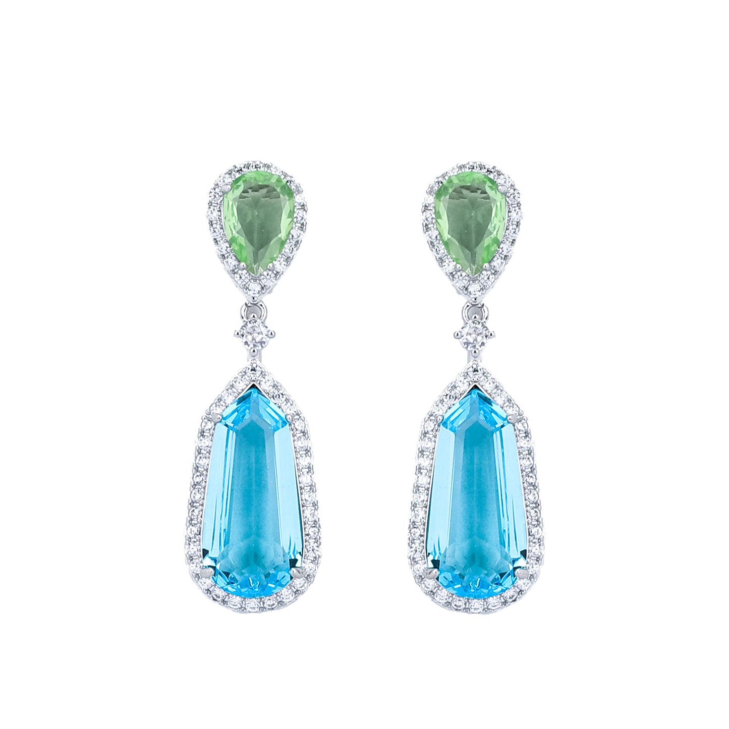 Blue Ocean CZ Dangler Earrings