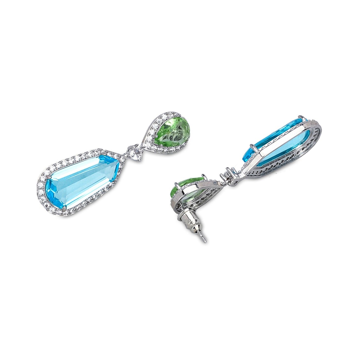 Blue Ocean CZ Dangler Earrings