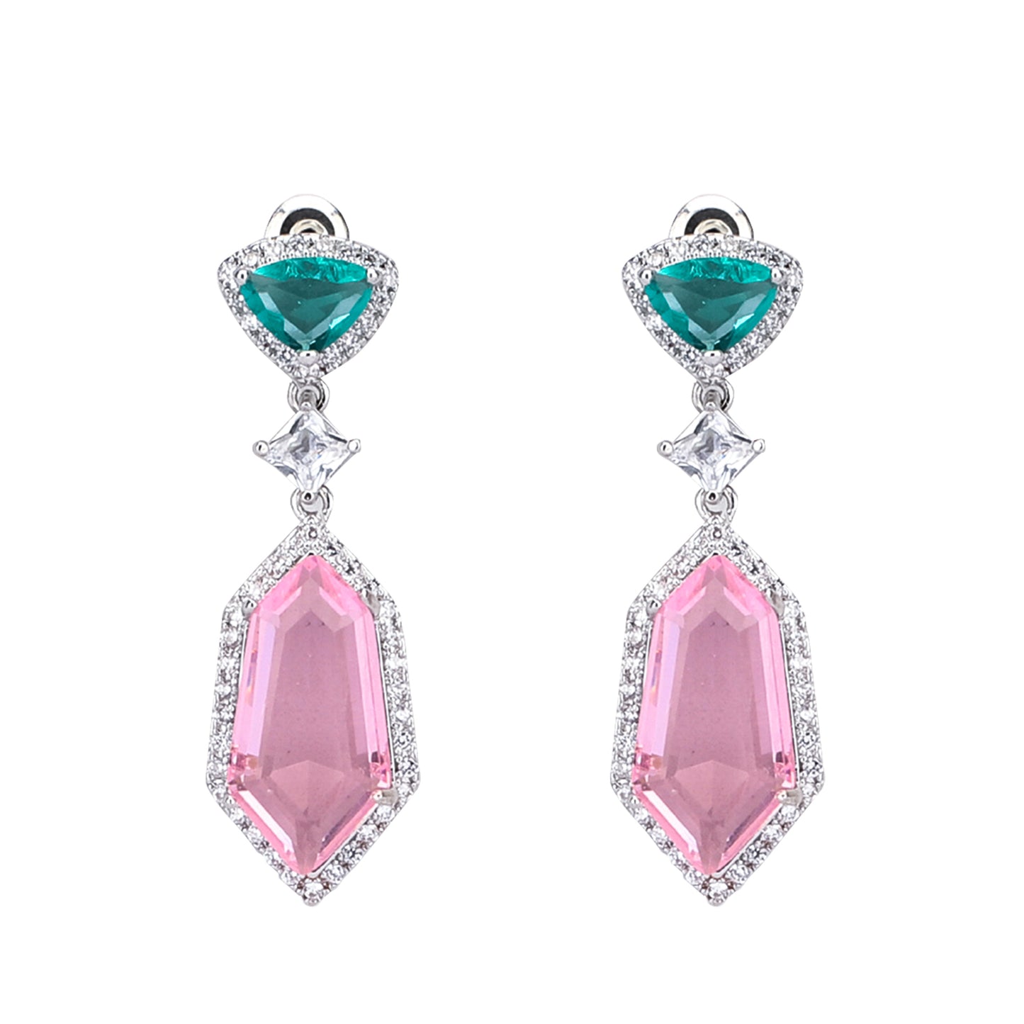 Pink Dreams CZ Dangler Earrings