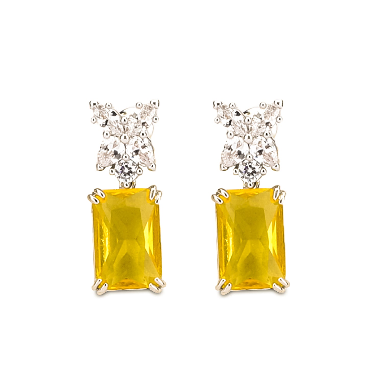 Yellow Stone CZ Drop Earrings