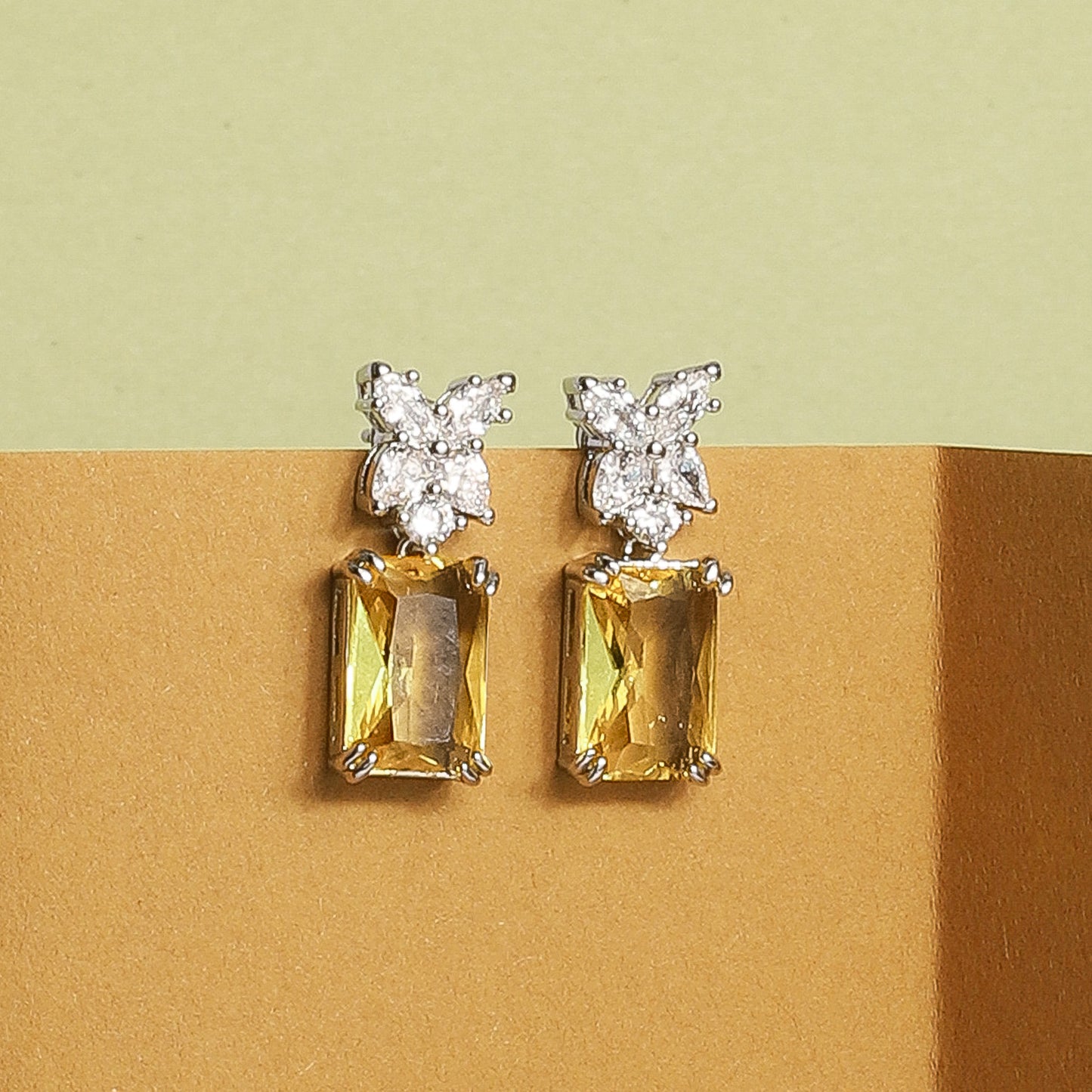 Yellow Stone CZ Drop Earrings