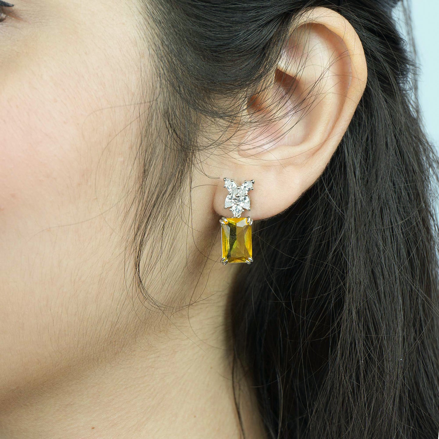 Yellow Stone CZ Drop Earrings