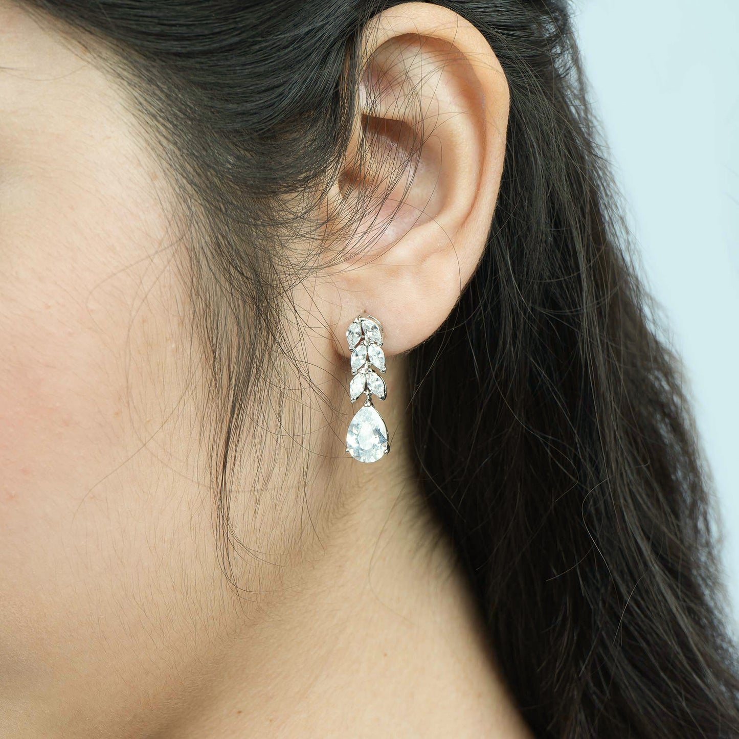 White CZ Dangler Earrings