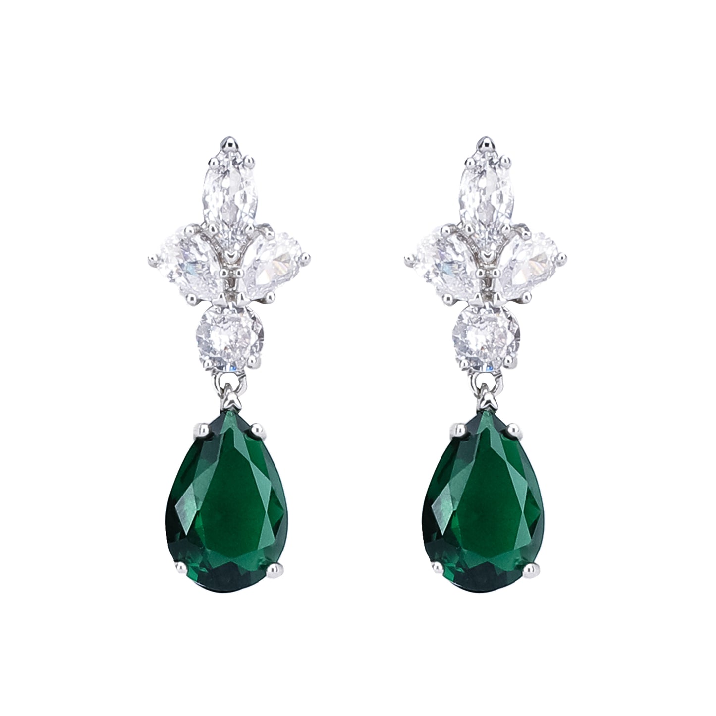 Emerald Green CZ Drop Earrings