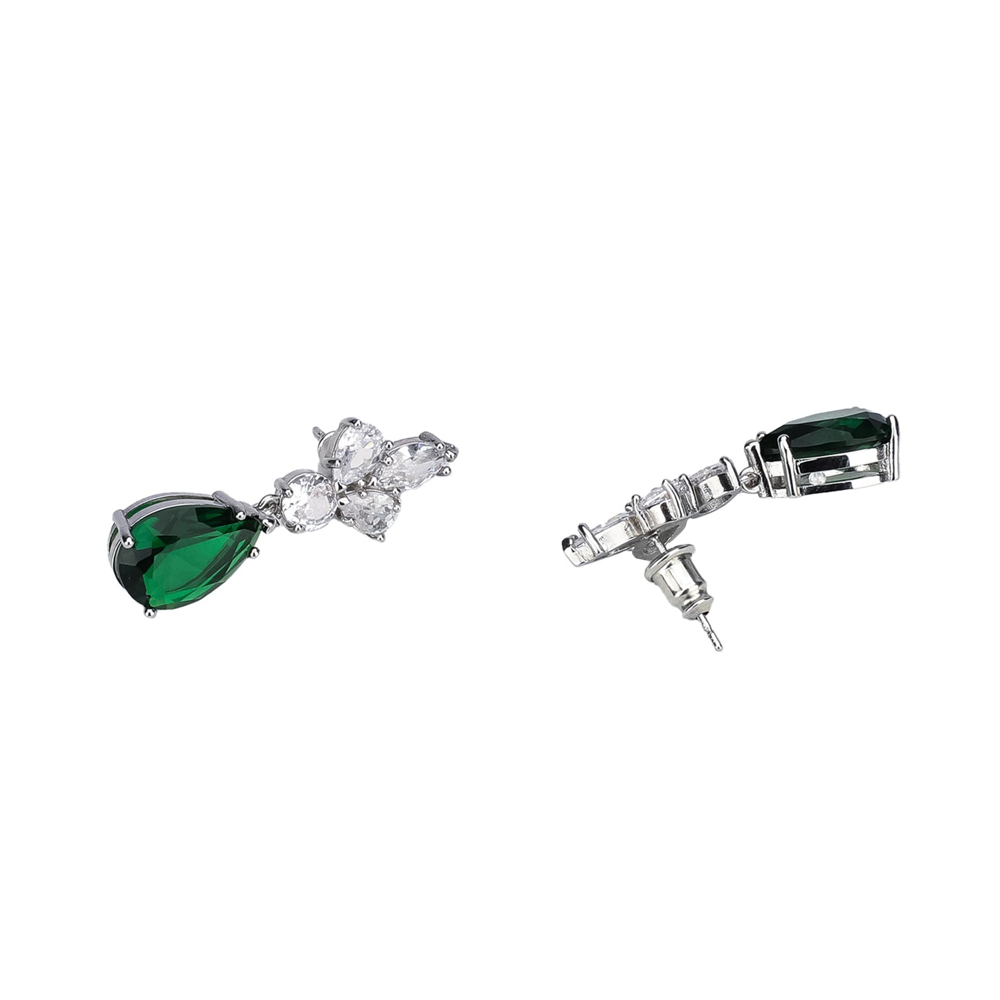 Emerald Green CZ Drop Earrings