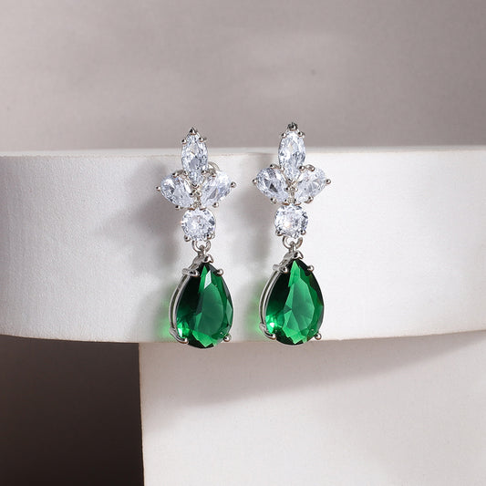 Emerald Green CZ Drop Earrings