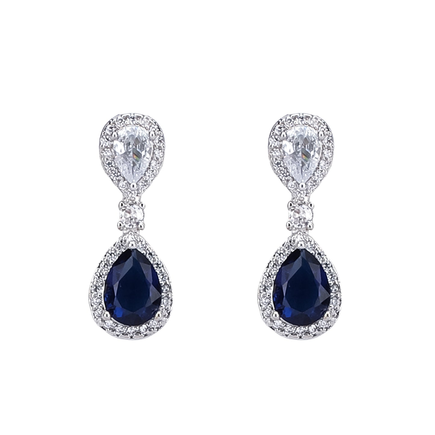 Blue Sapphire CZ Drop Earrings