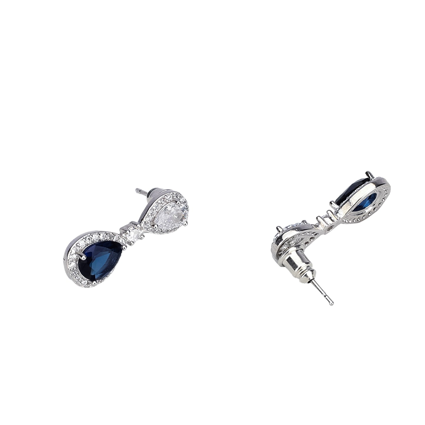 Blue Sapphire CZ Drop Earrings