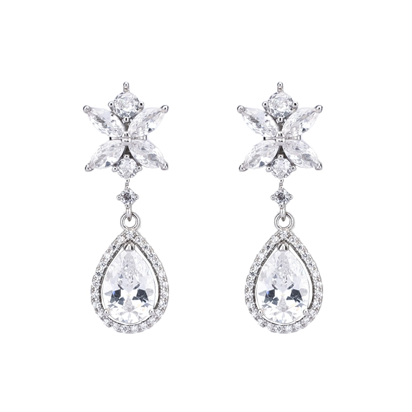 White Jasmine CZ Drop Earrings