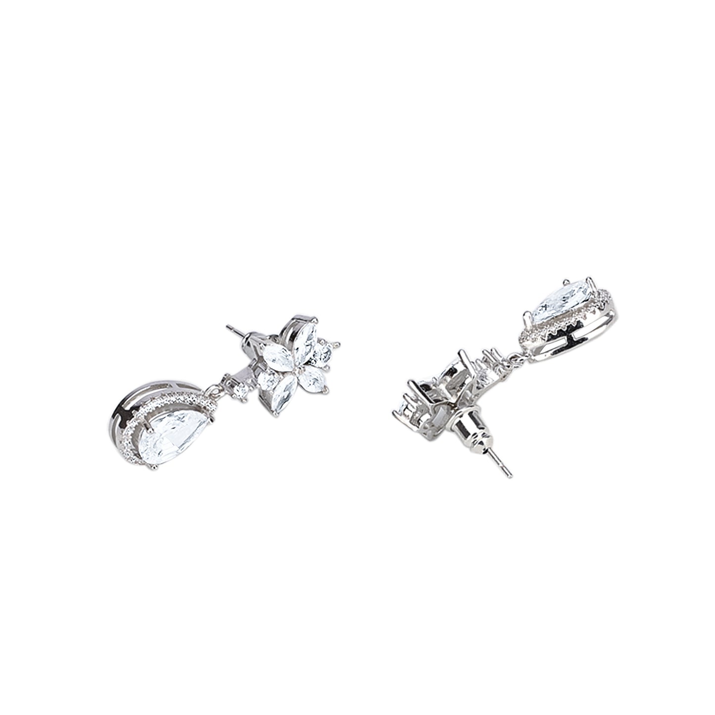 White Jasmine CZ Drop Earrings