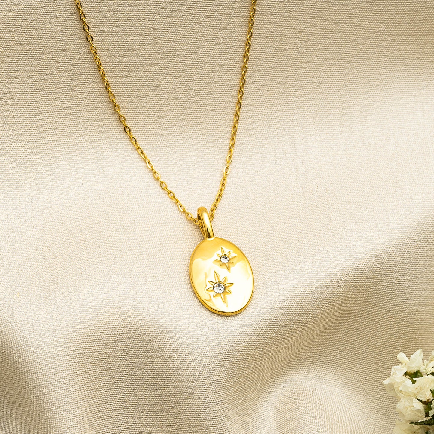 Oval Shape Pendant with Stars