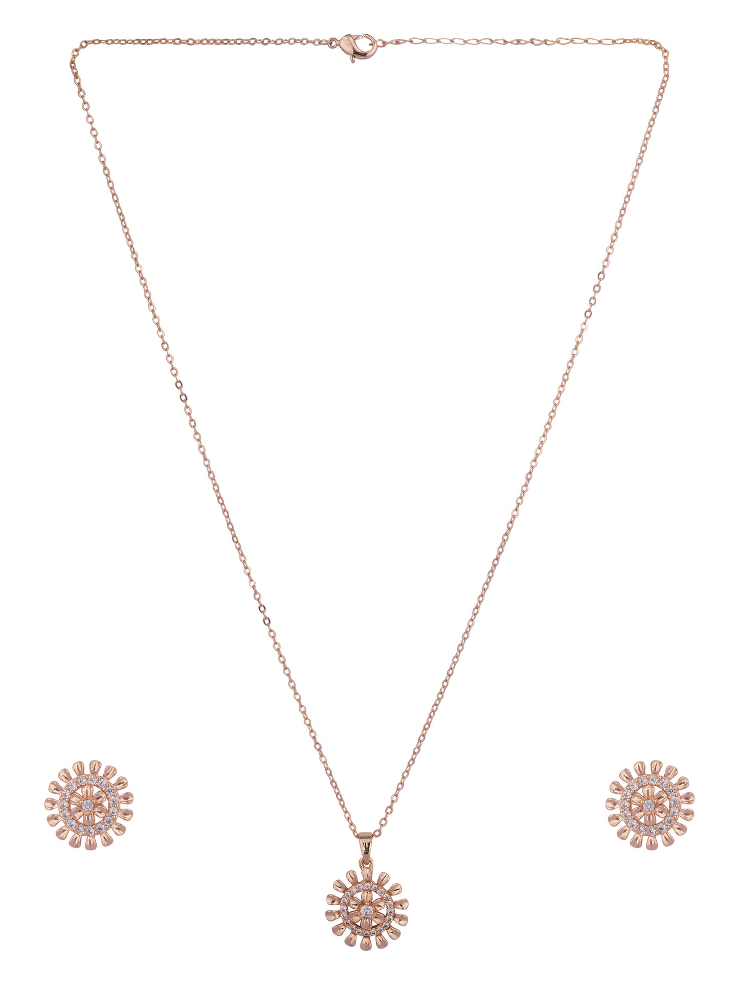 CZ Floral Pendant Set