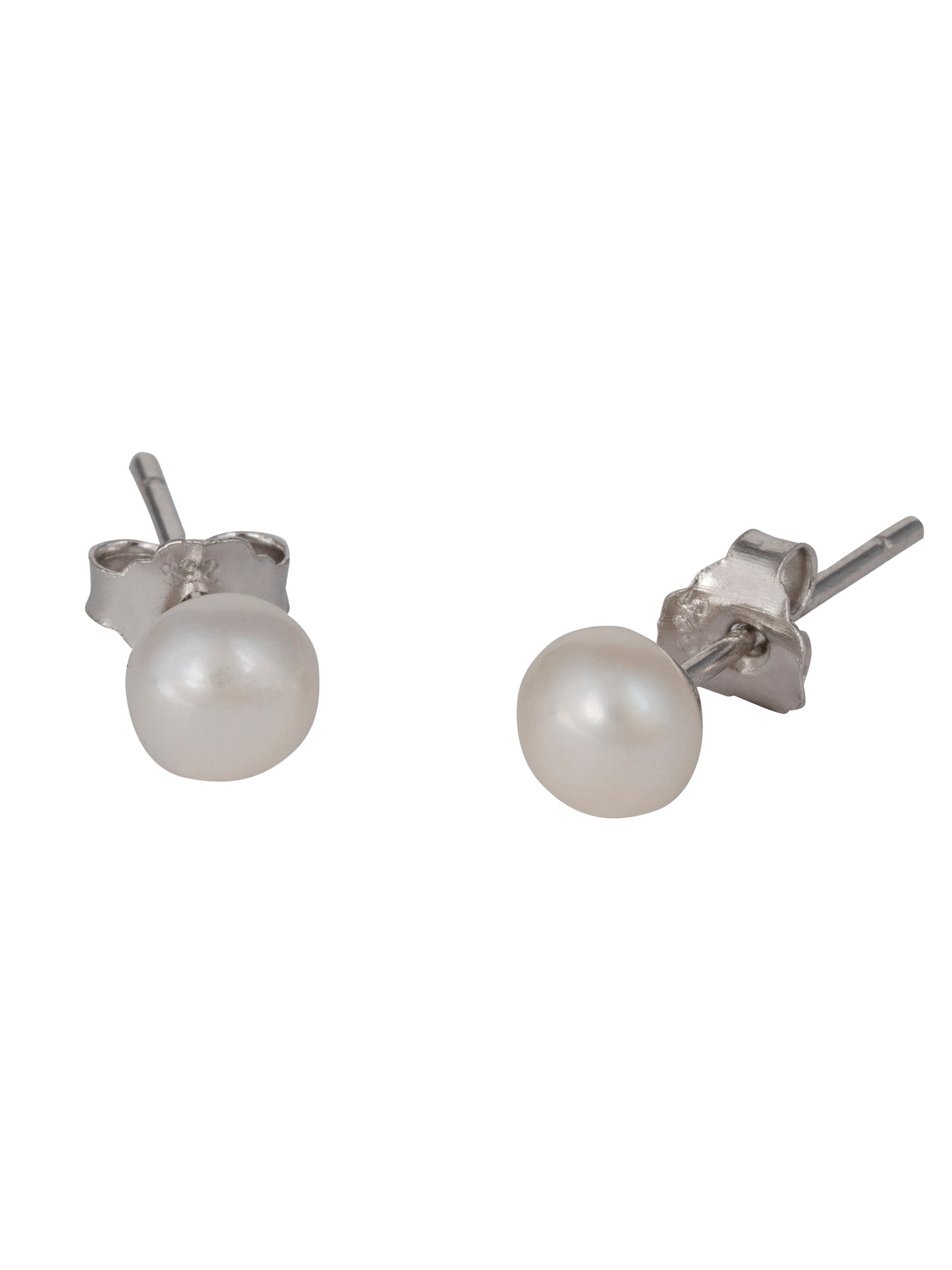 925 Sterling Silver Pearl Studs 4mm