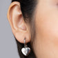 Silver Heart Drop Earrings
