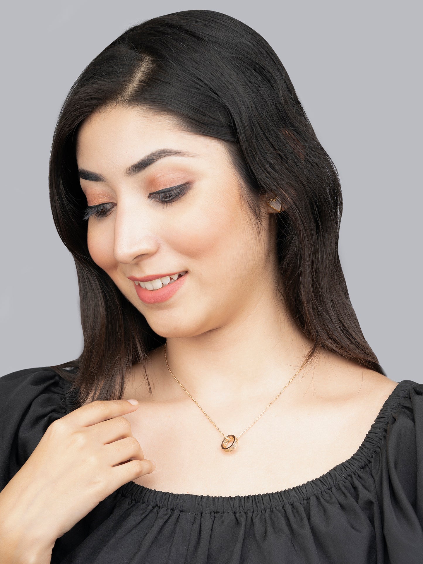 CZ Stone Studded Ring Pendant