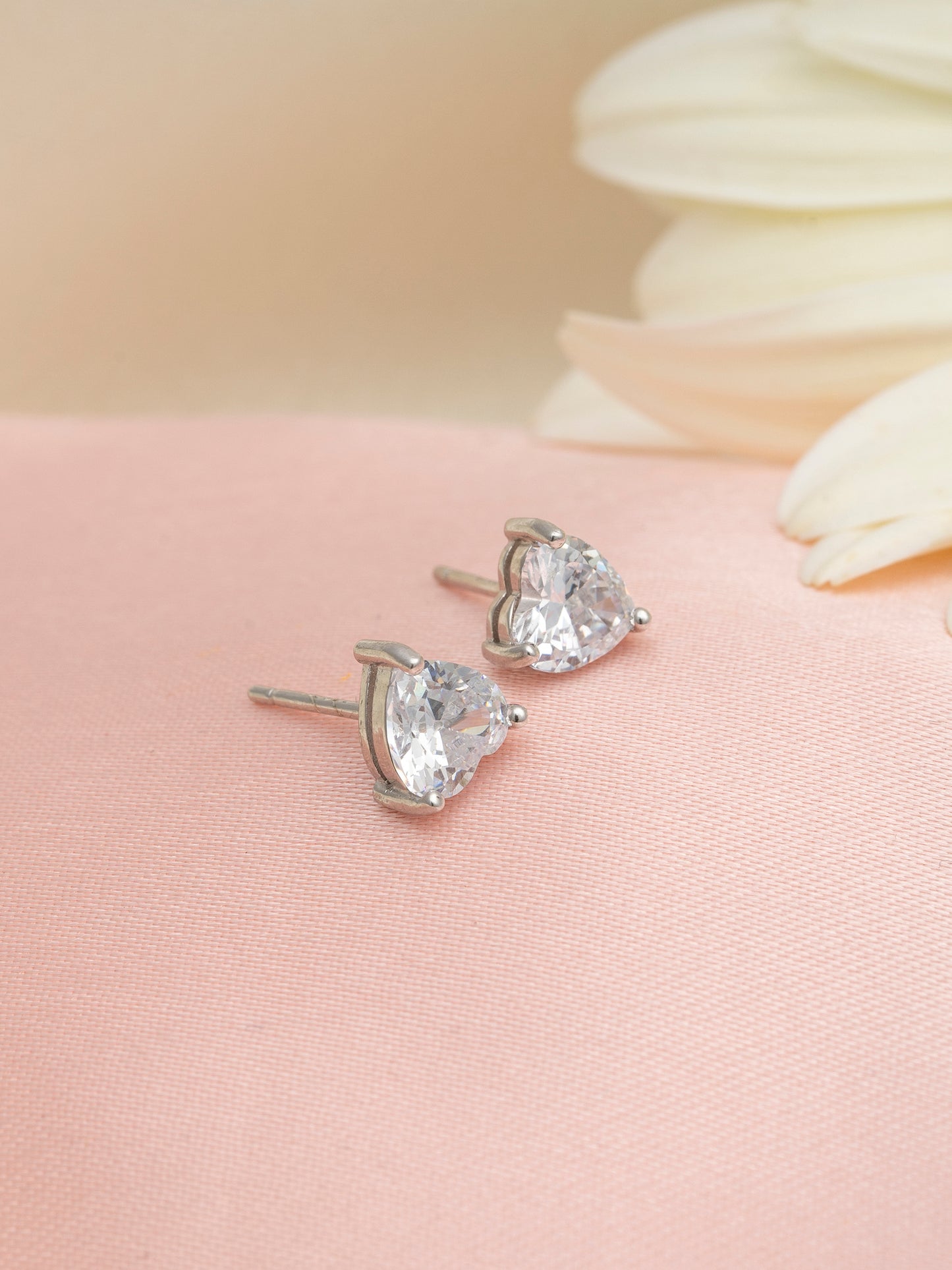 925 Sterling Silver Heart Shape Studs Combo 6mm and 4mm