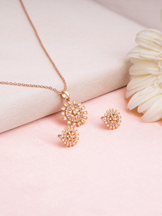 CZ Floral Pendant Set