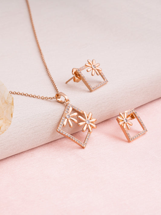 Floral Square Pendant Set