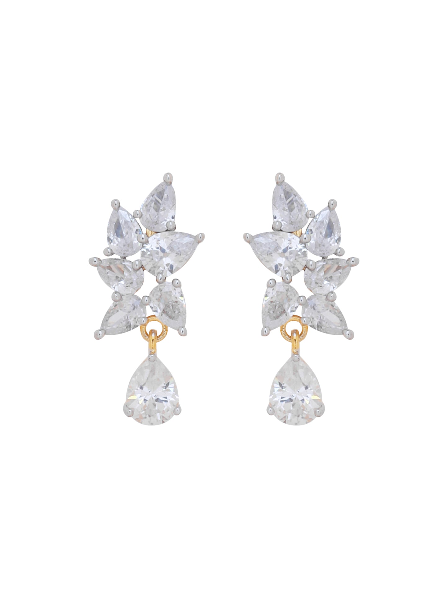 CZ Cluster Drop Earrings