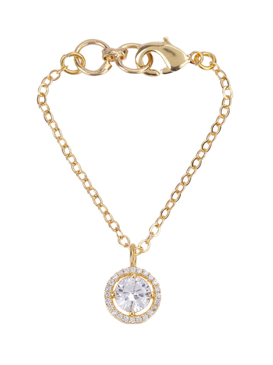 Round Shape Solitaire CZ Watch Charm (Gold)