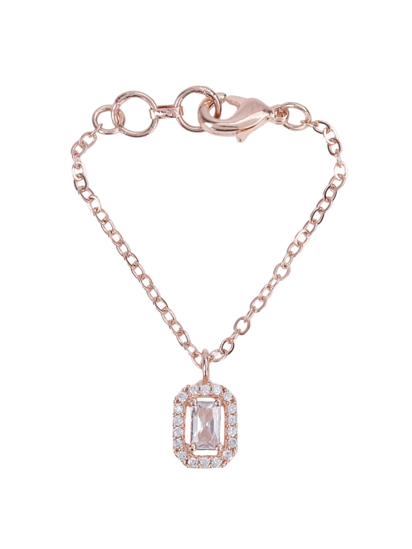 Rectangular Solitaire CZ Watch Charm (Rose Gold)