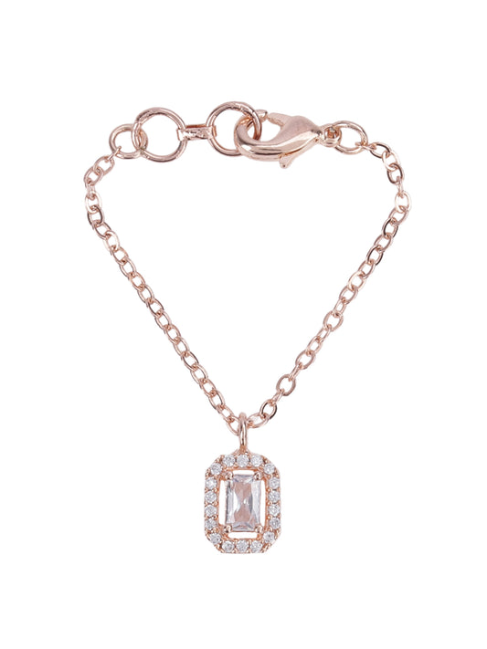 Rectangular Solitaire CZ Watch Charm (Rose Gold)